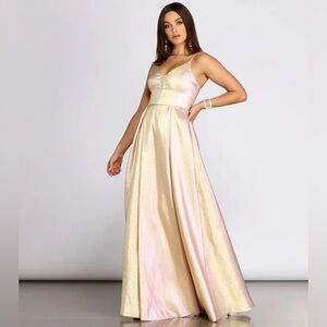 Jamille Metallic Glitter Pleated Ball Gown Windsor